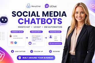 create a manychat and uchat chatbot for your social media business