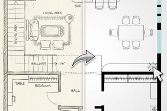 convert your rough sketch into a structured floor plan