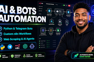 build custom python bot, web scrapping, telegram and discord bot, ai automation