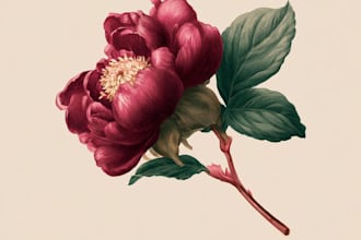 draw botanical illustration of flower logo illustration