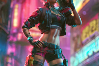cyberpunk female character desing