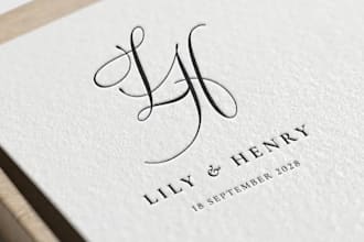 create elegant wedding logo, initials or monogram
