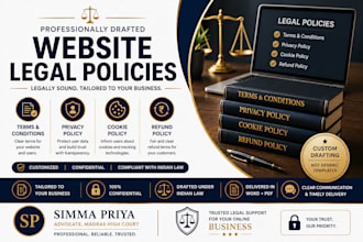 draft terms and conditions, privacy policy, cookie policy, and refund policy