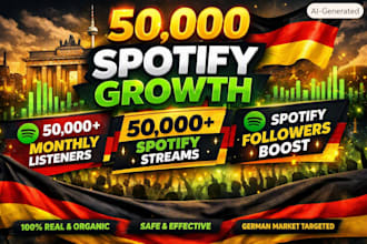 get 50,000 german spotify monthly listeners and spotify streams, followers