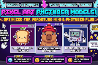 custom pixel art pngtuber model for veadotube mini or pngtuber plus