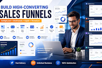 build sales funnel on thrivecart, clickfunnels, kajabi and gohighlevel