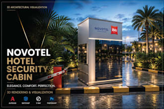 design modern 3d security cabin, guard house and gatehouse