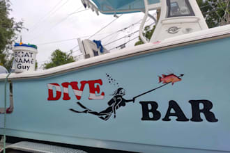 design custom boat name, yacht lettering, marine logo and vinyl decal