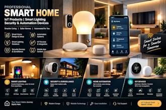 design smart home, iot products, smart lighting, security and automation device