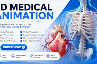 create 3d medical animation, surgery planner video,  and healthcare animation
