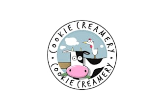 make cookie creamery logo crafted ice cream and cookies cafe