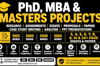 write phd, MBA research, assignment, essay, 5,8,10 page paper, masters, proposal