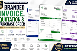 design branded invoice, quotation and purchase order templates