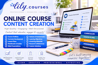 create online course content, curriculum, elearning media, lesson plans