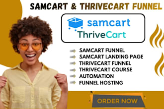 create samcart thrivecart sales funnel samcart ai landing page online course