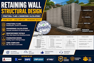 design retaining wall structural plans and engineering calculations