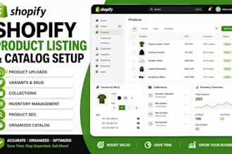 upload shopify products, variants, collections and optimize listings