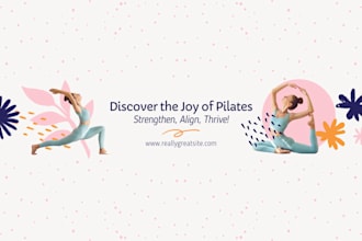design yoga fitness banner, logo and thumbnail for social media