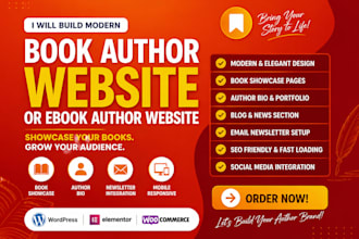 build modern book author website or ebook author website