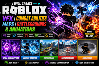 create roblox vfx, combat abilities, maps, battlegrounds and animations