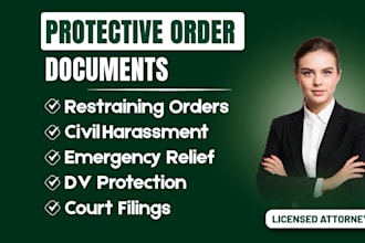 draft restraining order, protective order and civil harassment documents