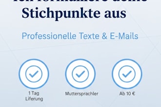 ich formuliere stichpunkte zu professionellen texten und e mails