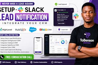 setup slack lead notification, integrate gohighlevel hubspot salesforce zoho CRM