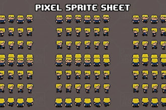 design pixel icons character sprite sheet pixel animation 2d pixel art animation