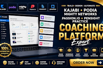 build kajabi podia mighty networks passion io pensight pratice coaching website