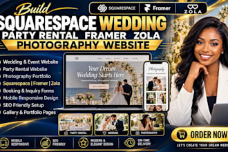 build squarespace wedding party rental framer zola photography website