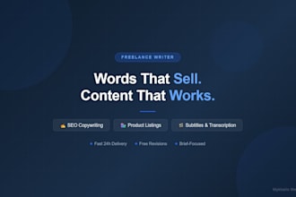 write SEO copywriting, product listings and subtitles for your content