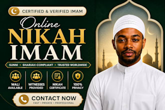 conduct your online islamic nikah as certified imam with wali and certificate