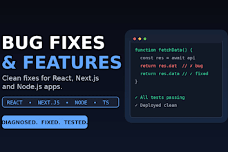 fix bugs and add features to your react nextjs or nodejs app