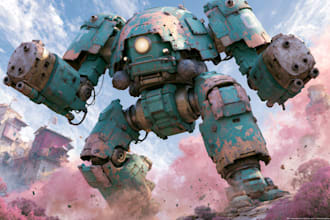 design custom futuristic unique mecha robot artwork