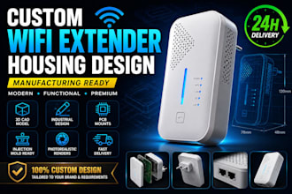 design a custom wifi extender housing with modern industrial design