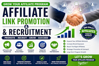 promote your affiliate links, affiliate program, and recruit high quality