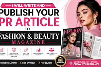write and publish your PR article to fashion and beauty magazine
