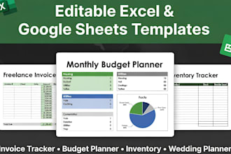 design editable excel or google sheet invoice tracker planner inventory template