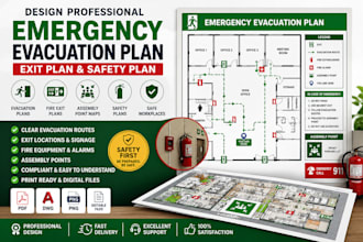 design professional emergency evacuation plan, exit plan, safety plan