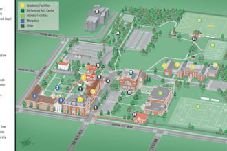 design custom campus map, university map, school map and wayfinding map