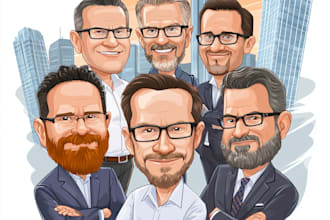 make a group cartoon caricature for a corporate or business