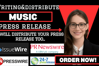 write music press release distribution, PR distribution, submit press release
