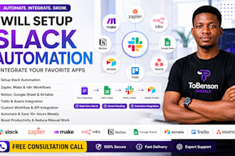 setup slack make n8n automation notion googlesheet airtable trello asana clickup