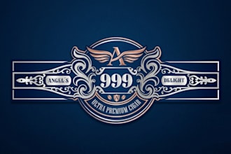 do modern premium cigar label, cigar band, ring and cigar box logo design