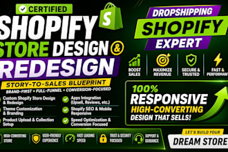 build coffee shopify dropshipping store, shopify website design or redesign