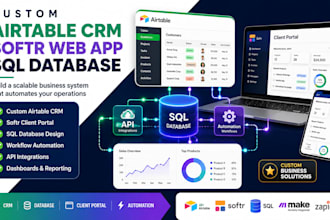 build custom airtable crm softr web app and sql database for business automation
