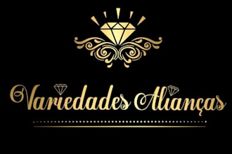 design luxury jewelry, diamond, and gold crown logo