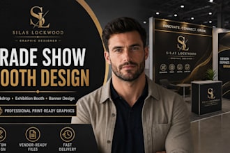 design a professional trade show booth, backdrop and exhibition banner