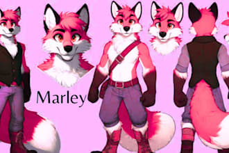draw a custom furry character, fursona, anthro oc and furry ref sheet