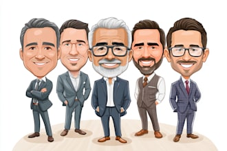 make a group cartoon caricature for a corporate or business
